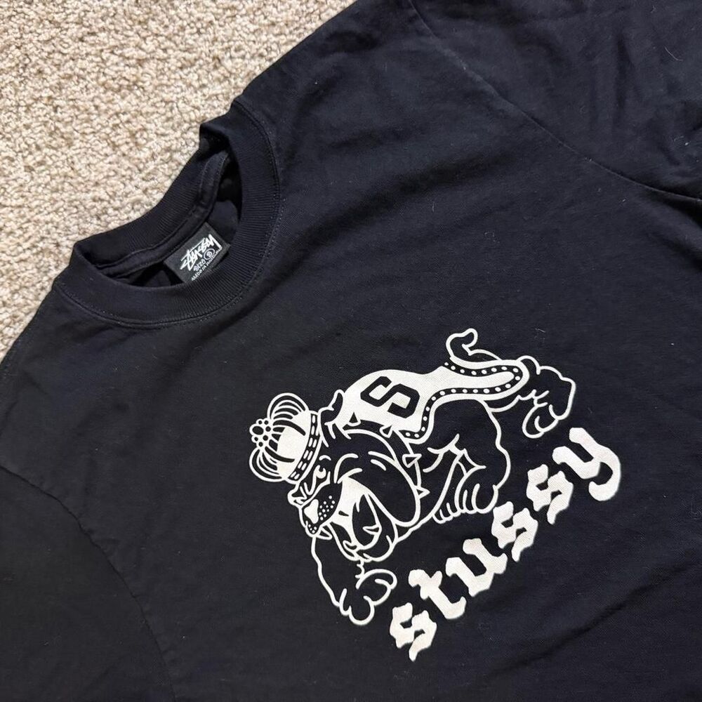 Stüssy Bulldog Graphic T-Shirt Men’s Small Black Streetwear Logo Tee